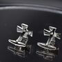Silver Cross Cufflinks Polished Maltese Design For Men Gift, thumbnail 3 of 5