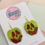 Poison Apple Glitter Statement Earrings / Dark Fairytale Jewellery Small Sparkly Evil Queen Earrings / Spooky Jewellery, thumbnail 4 of 8