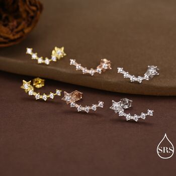 Shooting Star Dainty Ear Crawler Stud Earrings, 7 of 11