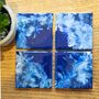 Sold Home Made Blue Ceramic Coasters | Set Of Four, thumbnail 1 of 8