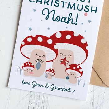 Baby's First Christmas Card With Cute Toadstools, 2 of 3