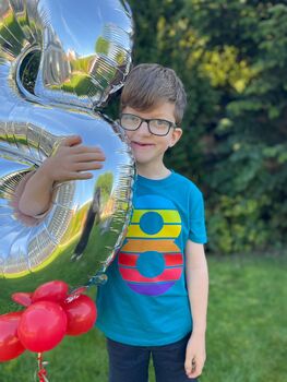 Birthday Big Rainbow Number Kids Organic T Shirt, 4 of 8