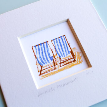 British Summer Beach Chairs Mini Art Print, 5 of 9