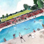 Brockwell Park Lido Print On Watercolour Paper, thumbnail 2 of 3