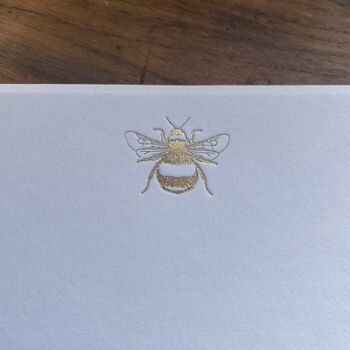 Six Gold Bumblebee Hand Pressed Luxury Note Cards, 7 of 9