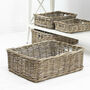 Grey Wash Rattan Rectangular Basket, thumbnail 1 of 5