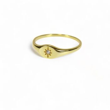 Star Signet Rings , Cz Rose Or Gold Vermeil 925 Silver, 2 of 9