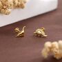 Mismatched Dinosaur Internally Threaded Flat Back Earrings In Sterling Silver, thumbnail 7 of 12