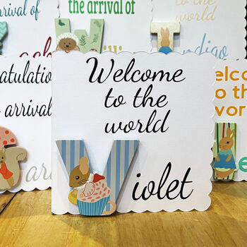 Personalised Alphabet Door Letter New Baby Card, 4 of 8