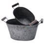 Oval Zinc Planter With Wooden Handles Set Of Two, thumbnail 2 of 5