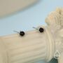 Natural Black Onyx Stud Earrings In Sterling Silver, thumbnail 6 of 12