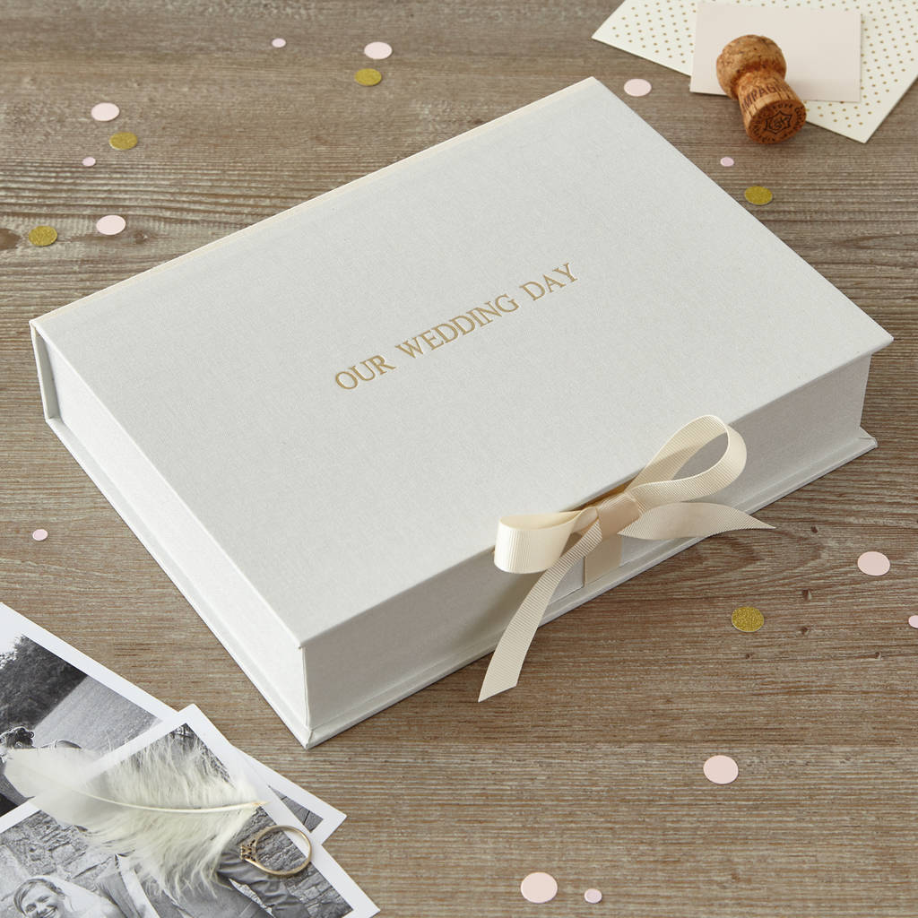 wedding keepsake box in linen by harris & jones