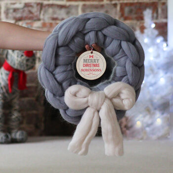 Handmade Personalised Chunky Knit Wreath, 2 of 5