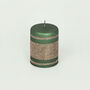 G Decor Green Cappuccino Striped Glitter Pillar Candles, thumbnail 4 of 7