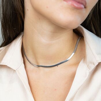 Stainless Steel Gold Flat Snake Layering Necklace, 2 of 7