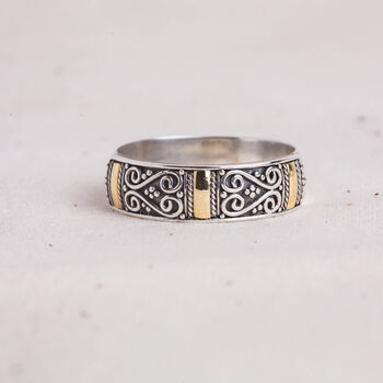 Boho Sterling Silver Gold Ring, 3 of 6