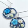 Real Blue Flowers Black Earrings Handmade Silver Or Gold Hypoallergenic, thumbnail 2 of 10