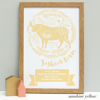 Personalised New Baby Zodiac Framed Print, 11 of 11