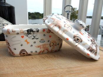 Lidded Butterdish In Cockerpoo Design, 4 of 12