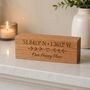 Personalised Coordinates Oak Block | Custom Latitude Longitude Gift, Couple, thumbnail 1 of 8