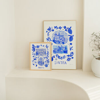 Porto Blue Portuguese 'Azulejo' Painted Scene Art Print, 3 of 3