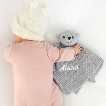 Personalised White Baby Gown With Teddy Comforter Set, 5 of 12