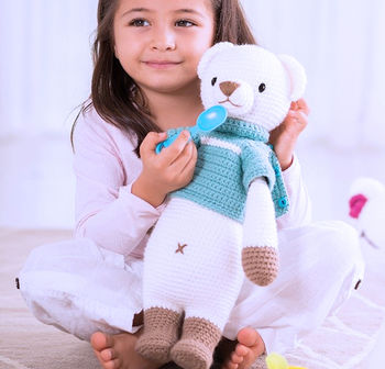 Hand Knitted Personalised Polar Bear Teddy, 2 of 12