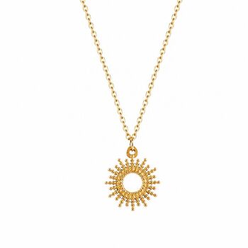 Minimalist Gold Sunburst Necklace 18 K Plated, 2 of 4