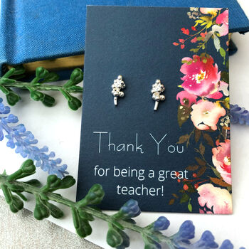 Thank You Teacher Gift Sterling Silver Lavender Earrings, 8 of 10