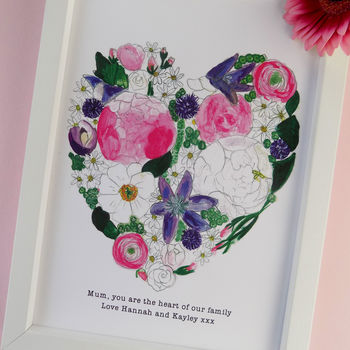 Personalised Floral Heart Print For Mum, 4 of 9