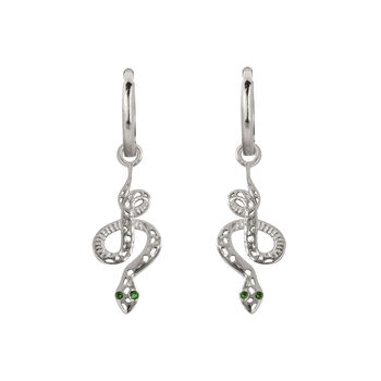 Serpentina Sterling Silver Huggie Hoop Earrings, 4 of 8
