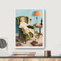 Your Own Dog Sipping Red Wine Wall Art Print, thumbnail 3 of 4