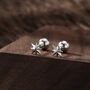 Tiny Starburst Screw Back Earrings In Sterling Silver, thumbnail 1 of 10