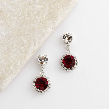 Ruby Red Swarovski Crystal Snow Drop Earrings, 4 of 6