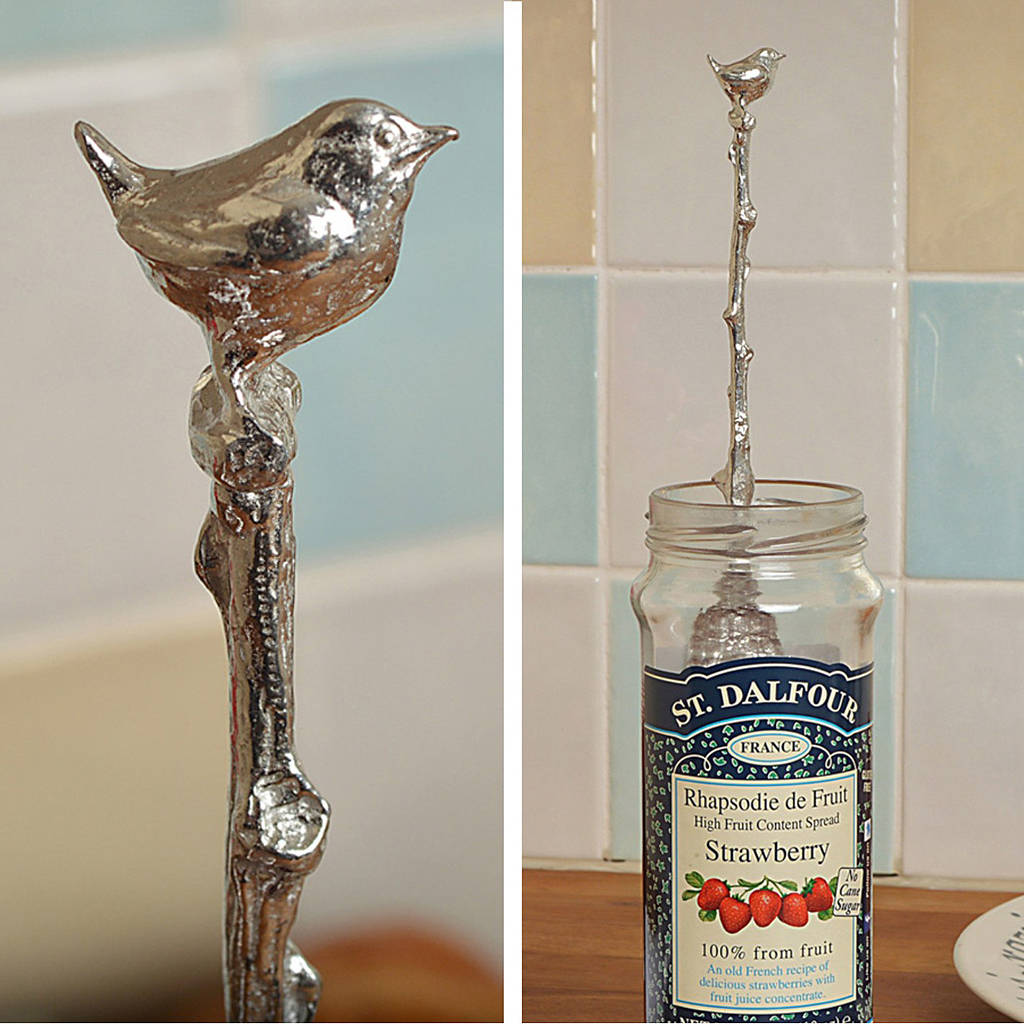 Wren Pewter Spoon With A Hook For A Jam Jar, Bird Gifts, 1 of 8