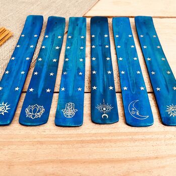 Wooden Incense Holders In Midnight Blue And Gold, 4 of 12