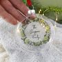 Family Christmas Wreath Glass Tree Decoration, thumbnail 3 of 3