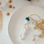 Gold Plate Turquoise Mushroom And Raw Quartz Necklace, thumbnail 1 of 6