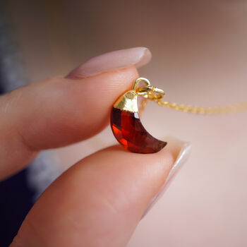 Garnet Crystal Moon Necklace, January Birthstone Jewellery, 2 of 12