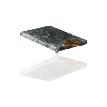 Handmade Black Marble Serving Board With Floral Detail, 8 of 12