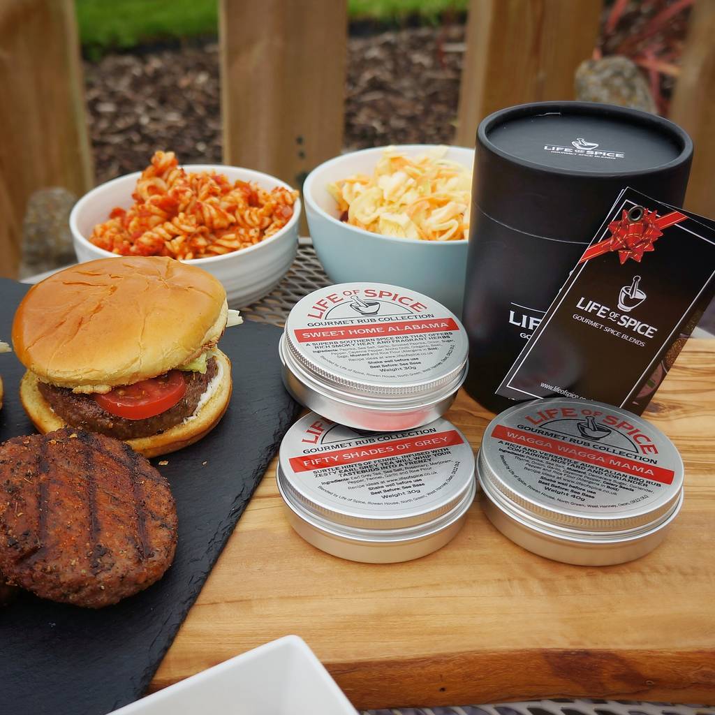 brilliant with burgers! four bbq rubs gift set by life of
