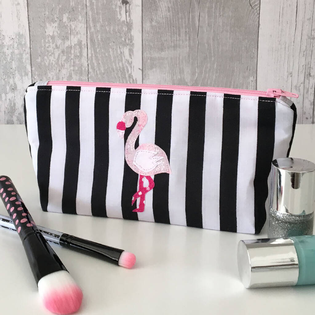 Striped Flamingo Print Fabric Makeup - Makeup Print Fabric Striped Flamingo Print Fabric Makeup - Makeup Print Fabric