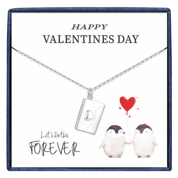 Personalised Heart Envelop Pendant Necklace With Letter Engraved, 4 of 9