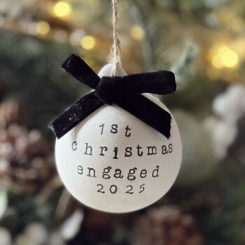 Personalised First Christmas Engaged Bauble Tree Decoration, 4 of 5