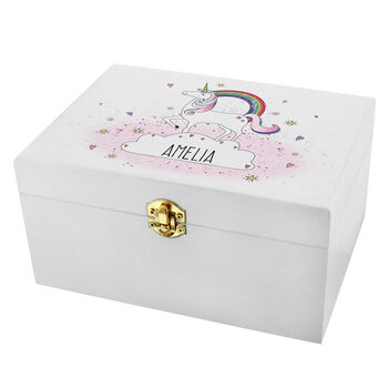 Personalised Unicorn White Wooden Keepsake Box, 5 of 5