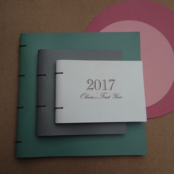 Personalised 'First Year' Leather Memory Book Album, 7 of 8
