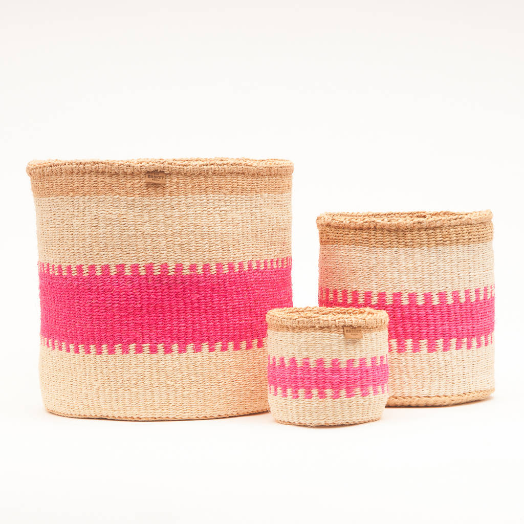 Pink And Natural Storage Basket By The Basket Room