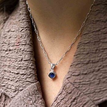 Sterling Silver Birthstone Fine Paperclip Necklace, 6 of 12