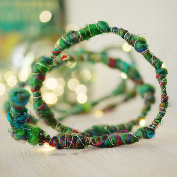 Recycled Sari Silk Fairy Light String, 4 of 12