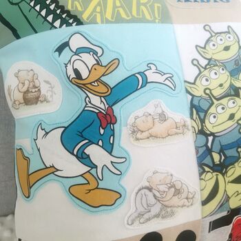 Keepsake Memory Pillow Made From Baby Clothes: Favourite Characters Patchwork Cushion Gift, 2 of 12